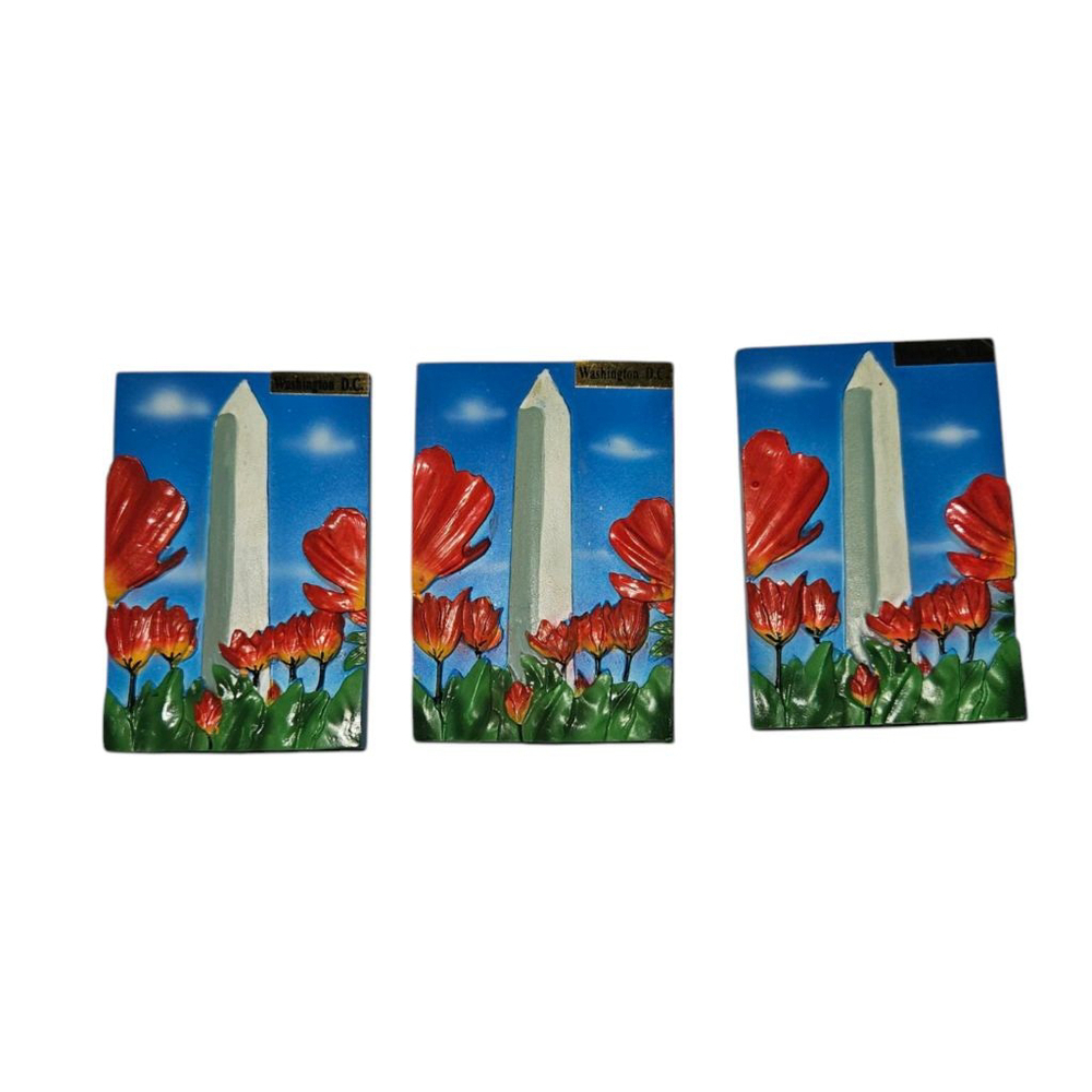 Set of (3) Washington D.C. Monument & Tulips Refrigerator Magnets